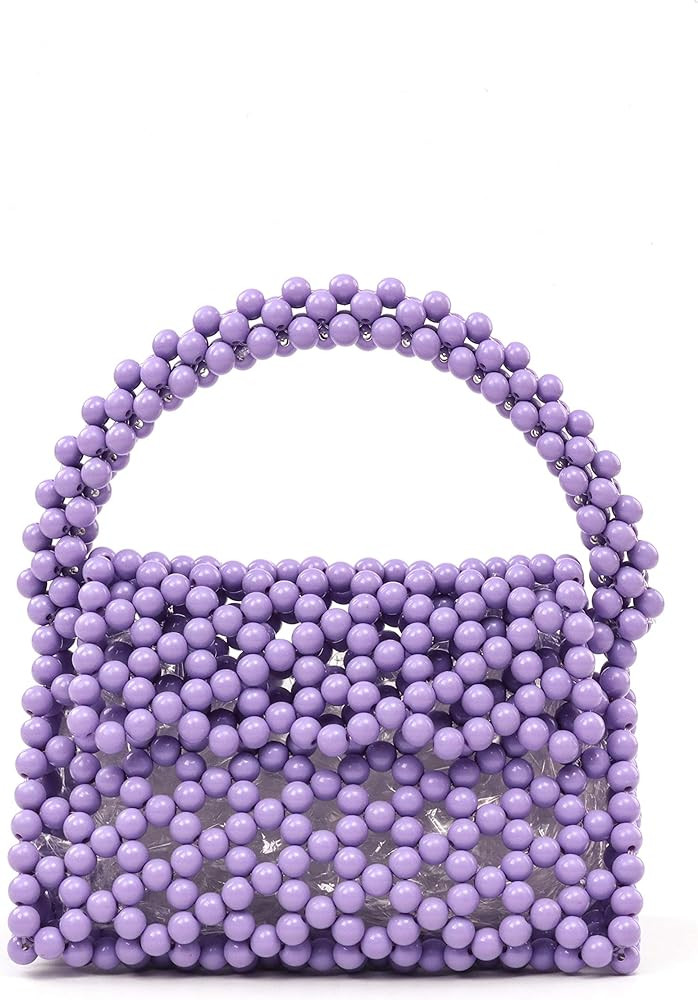 YUSHINY Candy Color Acrylic Beaded Hollow Handbag Evening Clutch Triangle Bags for Wedding Party | Amazon (US)