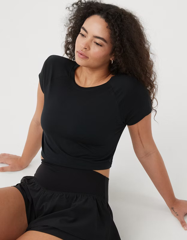 OFFLINE By Aerie Thumbs Up Cropped T-Shirt | Aerie