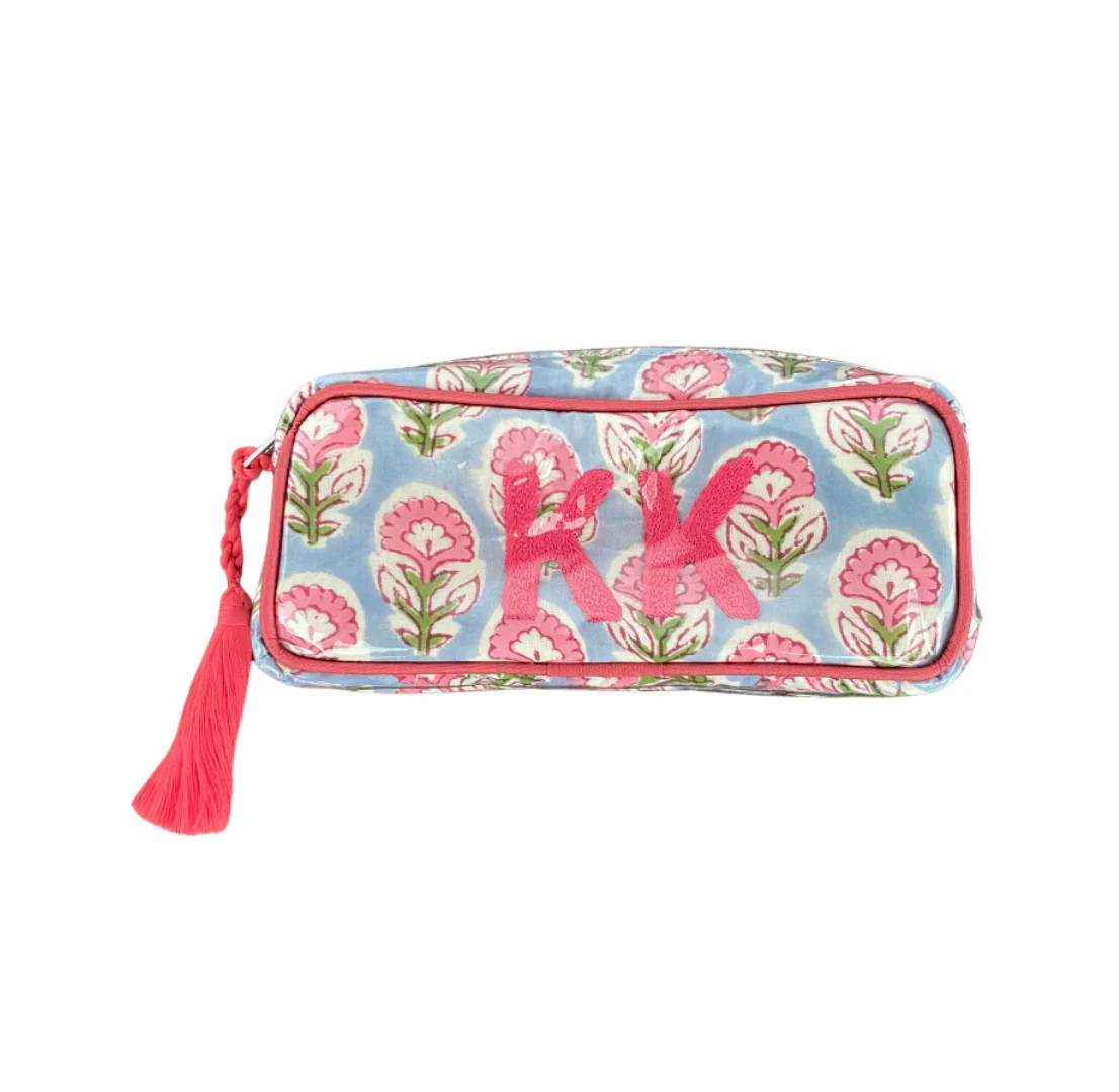 The Mini India Bag - Pink/Green/Blue - Monogrammed | Beth Ladd Collections