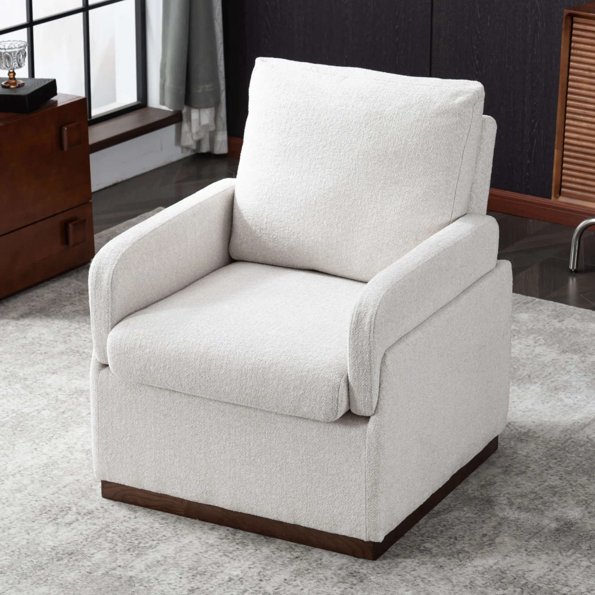 Latitude Run® Modern Upholstered Armchair, Boucle Fabric Accent Chair with Pillow Back, Living R... | Wayfair North America