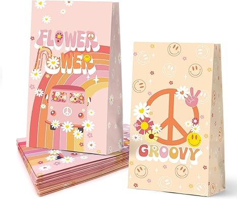 24PCS Groovy Retro Hippie Boho Party Favors Bags Groovy Treat Snacks Candy Party Supplies Gift Ba... | Amazon (US)