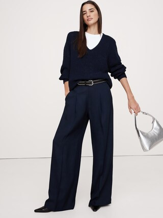 Ultra High-Rise Wide-Leg Drapey Twill Pant | Banana Republic (CA)