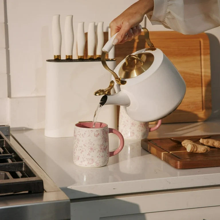 Thyme & Table 14.5 fl oz Pink Floral Stoneware Mug, Set of 2 | Walmart (US)