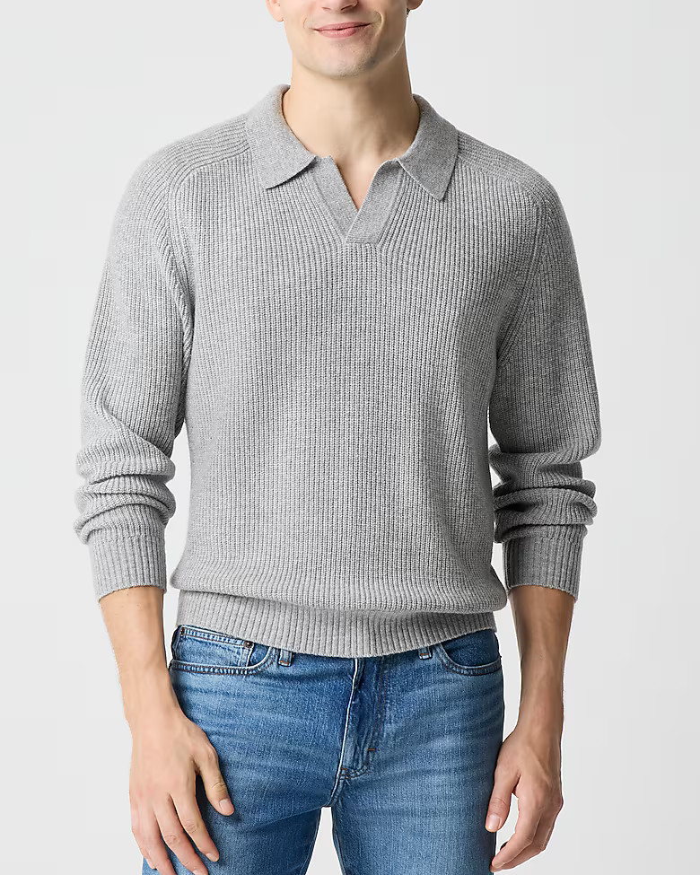 Supersoft lambswool-blend johnny-collar sweater-polo | J.Crew Factory