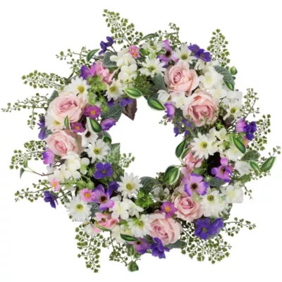 Northlight Mixed Floral and Fern Artificial Spring Wreath 24-Inch | Belk