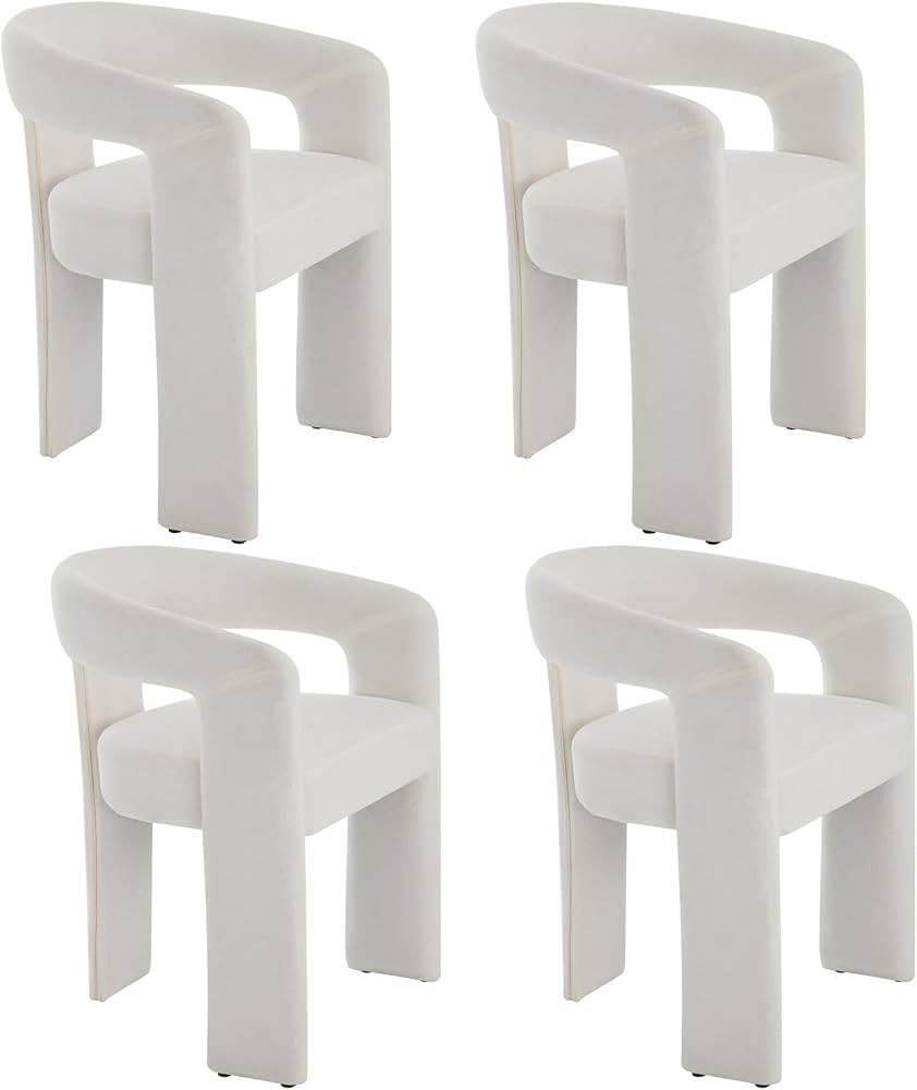 KIVENJAJA Dining Chairs Set of 4, Modern Boucle Upholstered Barrel Kitchen Chair with Round Back ... | Amazon (US)