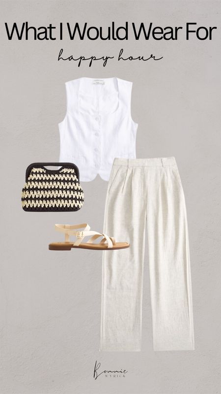 What I Would Wear For… Happy Hour 🌼 Midsize Fashion | Spring Outfit Ideas | Summer Outfit Ideas | OOTD | Elevated Casual Style | Linen Trousers | Linen Vest

#LTKworkwear #LTKstyletip #LTKmidsize