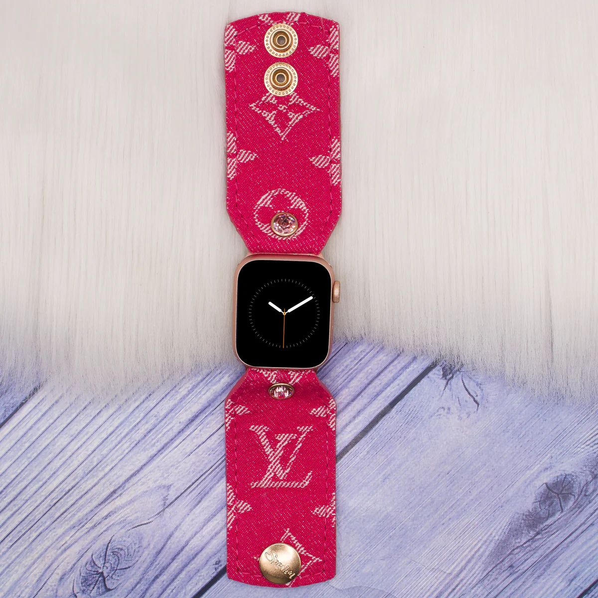 Upcycled LV Hot Pink Denim Customizable Watchband | Spark*l