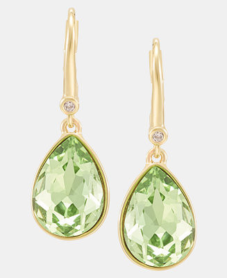 Gold-Tone Glass Peridot Statement Teardrop Earrings | Macy's