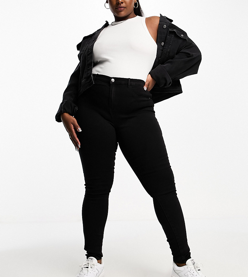 Only Curve push up high rise jeans in black | ASOS (Global)