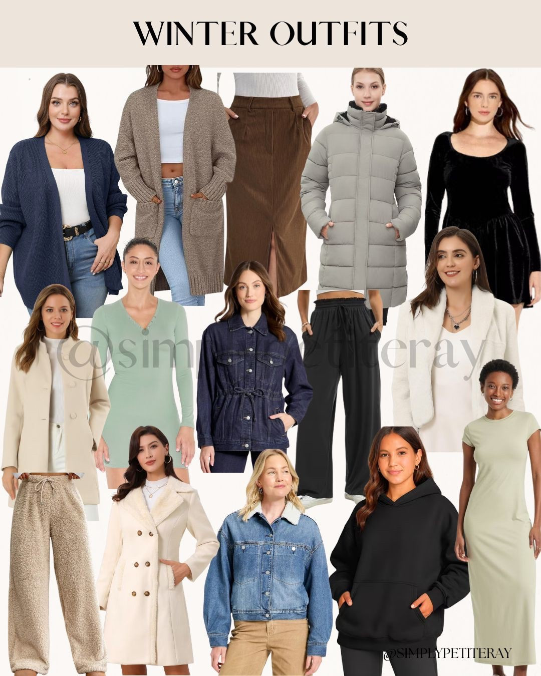 ❄️ WINTER OUTFITS: Cozy Layers & Chic Neutrals! 🧣

Master cold weather style with a mix of textured knits, warm coats, and plush fabrics! ✨

We are obsessed with these effortlessly stylish winter looks, perfect for everything from casual errands to dressier nights out. Stay warm in a longline quilted puffer coat or a classic sherpa-lined denim jacket. For dressier moments, try the black velvet mini-dress or the sleek long-sleeve midi dresses in pistachio and sage. Layer up with soft, oversized cardigans in neutral tones or slip into some comfy sherpa-style lounge pants! This collection has all the essentials you need to look chic and cozy all season long.

#WinterOutfits
#WinterFashion
#ColdWeatherStyle
#Layering
#OversizedCardigan
#PufferCoat
#VelvetDress
#DenimJacket
#Sherpa
#LoungeWear
#EverydayStyle
#ChicStyle
#LTKStyle
#StylingInspo
#CozyFashion


#LTKFindsUnder50 #LTKFindsUnder100 #LTKSeasonal