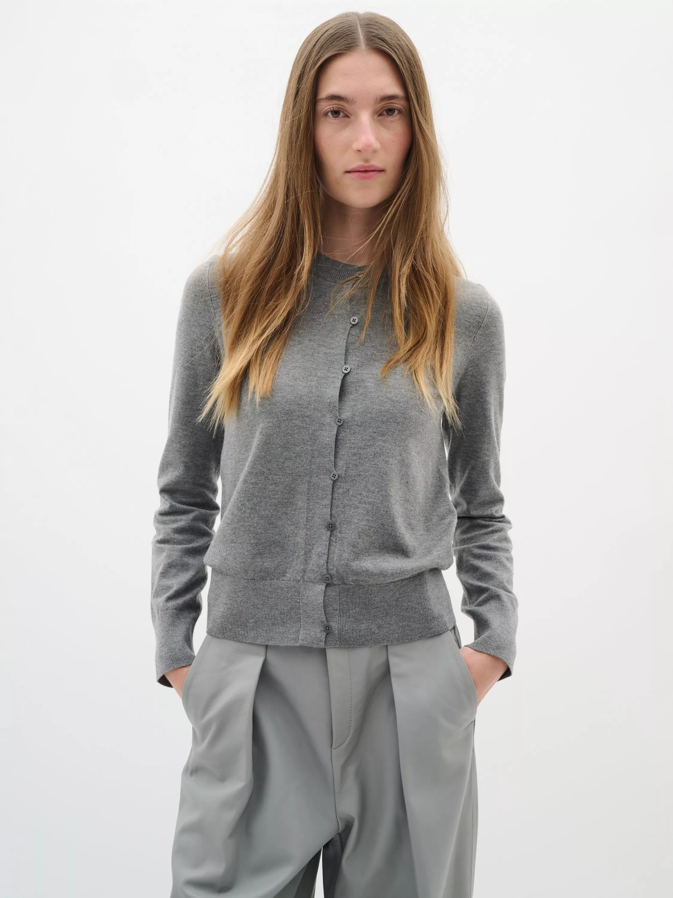 InWear Kellsie Fine Knit Cardigan, Medium Grey Melange | John Lewis (UK)