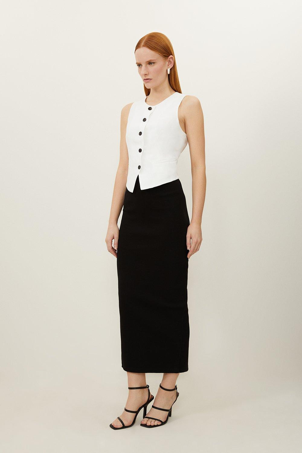 Compact Jersey Rib Maxi Skirt | Karen Millen UK + IE + DE + NL