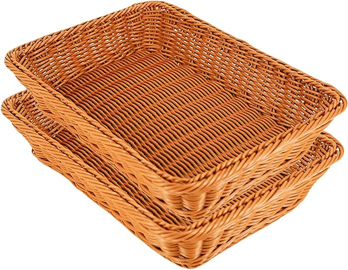 14 "bread basket, fruit basket, imitation wicker hand-woven basket, used as fruit and vegetable, ... | Amazon (US)