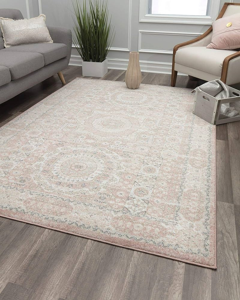 Rugs America Harper HY60A Pink Lemonade Transitional Vintage Area Rug, 2'x4' | Amazon (US)