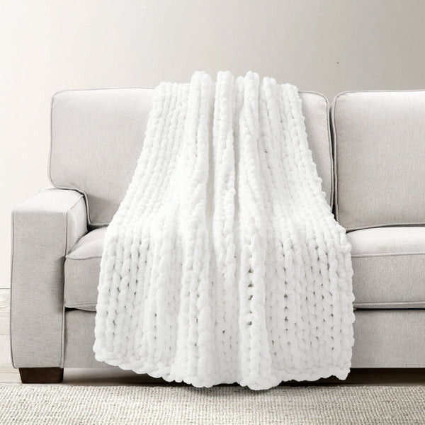 Hygge Ultra Soft Chenille Chunky Knit Throw | Lush Decor