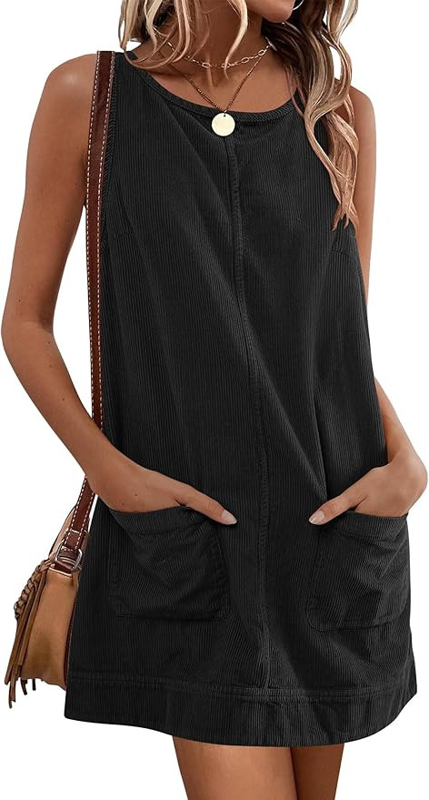 Caracilia Women Fall Dress 2026 Corduroy Overall Pinafore Skirtall Jumper Dresses with Pockets | Amazon (US)