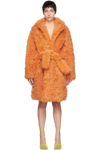 Orange Shearling Fluffy Coat | SSENSE