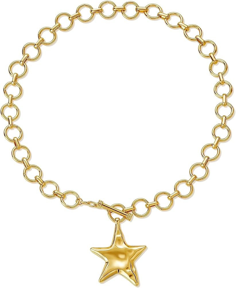 Chunky Gold Statement Necklaces Large Pendant Necklace Big Square Pendant Chunky Statement Jewelr... | Amazon (US)