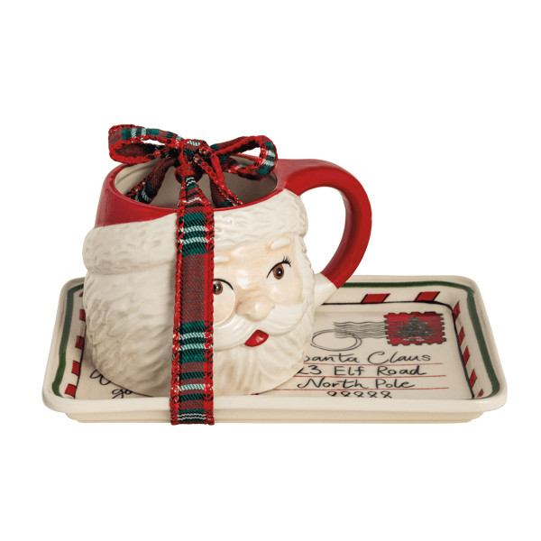 Figural Santa Milk & Cookies Set | Mud Pie