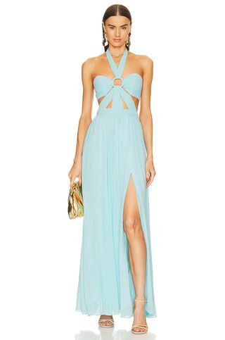 PatBO x REVOLVE Cutout Halterneck Maxi Dress in Island Blue from Revolve.com | Revolve Clothing (Global)