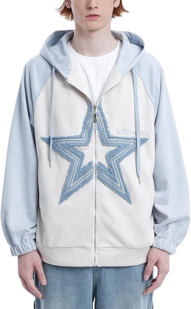 Aelfric Eden Star Patchwork cardigan Hoodie Unisex Streetwear Hoodies Pullover Sweatshirts | Amazon (US)