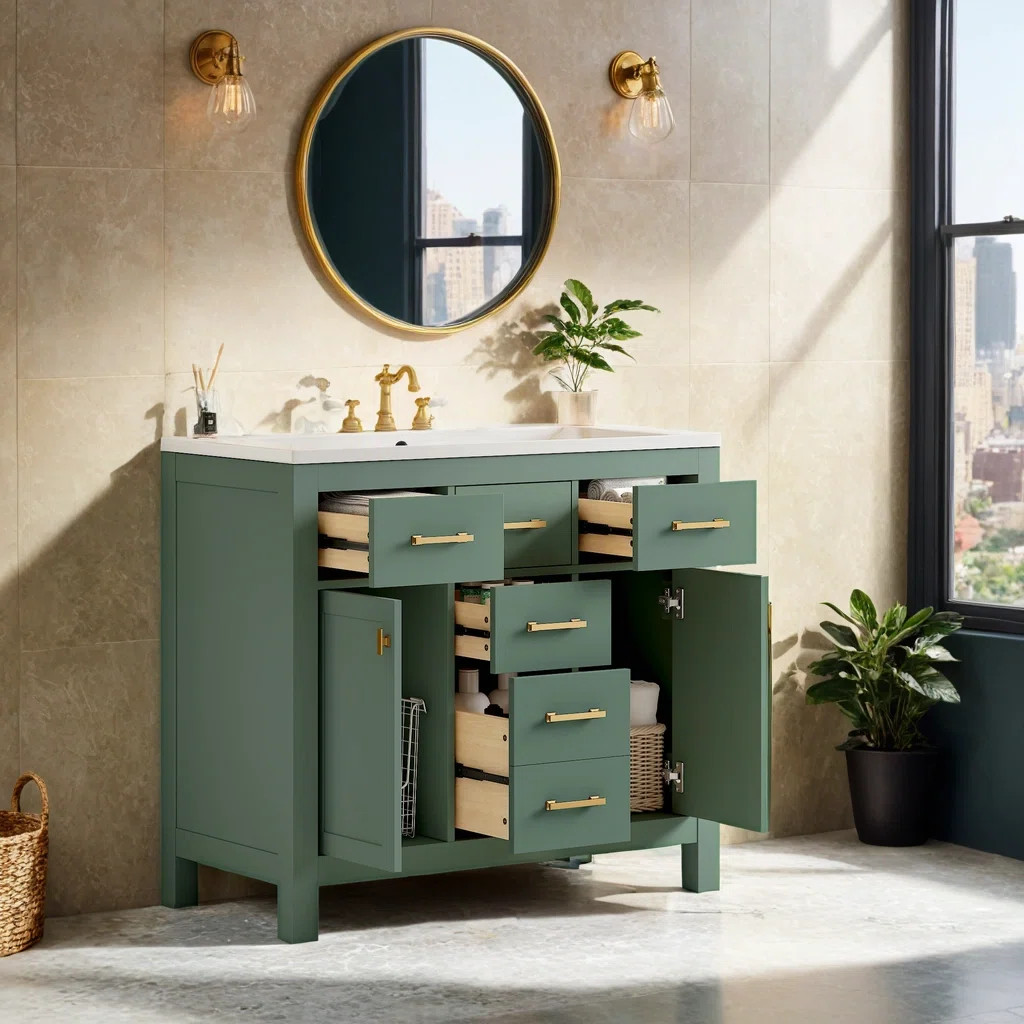 Soniah 36'' Single Bathroom Vanity with Ceramic Top | Wayfair North America