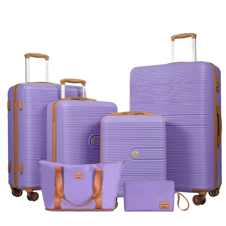 Travelhouse 6 Piece Hardshell Luggage Set Hardside Lightweight Suitcase with TSA Lock Spinner Whe... | Walmart (US)