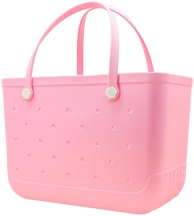 X-Large Waterproof Sandproof Rubber Beach Tote Bag with Zipper Pocket and Phone Kickstand Cup | Amazon (US)