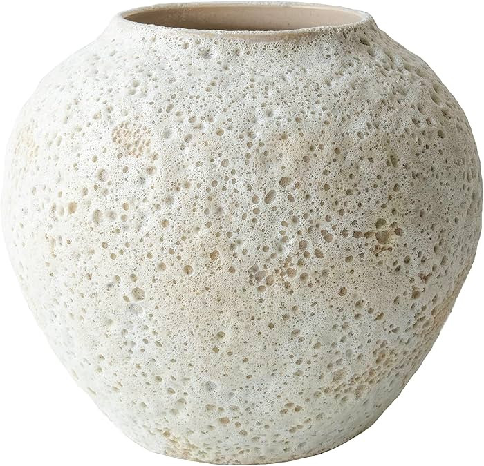 White Ceramic Vase Flower Vase, Big Textured Round Vase for Centerpieces, Kitchen, Living Room, B... | Amazon (US)