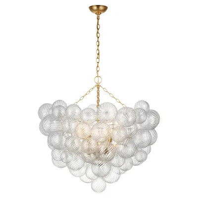 Visual Comfort Talia Gild Metal Swirled Glass Chandelier - Grande | Kathy Kuo Home