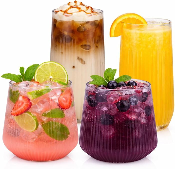 Oojami 48 Pack Disposable Wine Glasses, 24 Stemless 9oz Champagne Flutes & 24 12oz Cocktail Cups ... | Amazon (US)