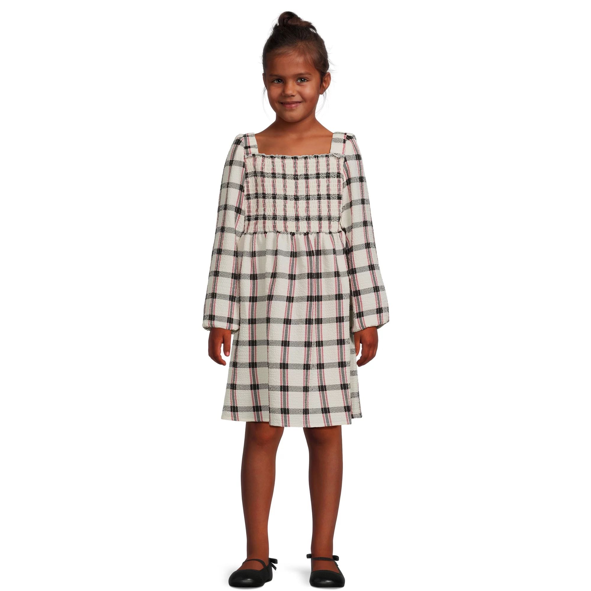 Wonder Nation Girls Smocked Babydoll Dress, Sizes 4-18 & Plus | Walmart (US)