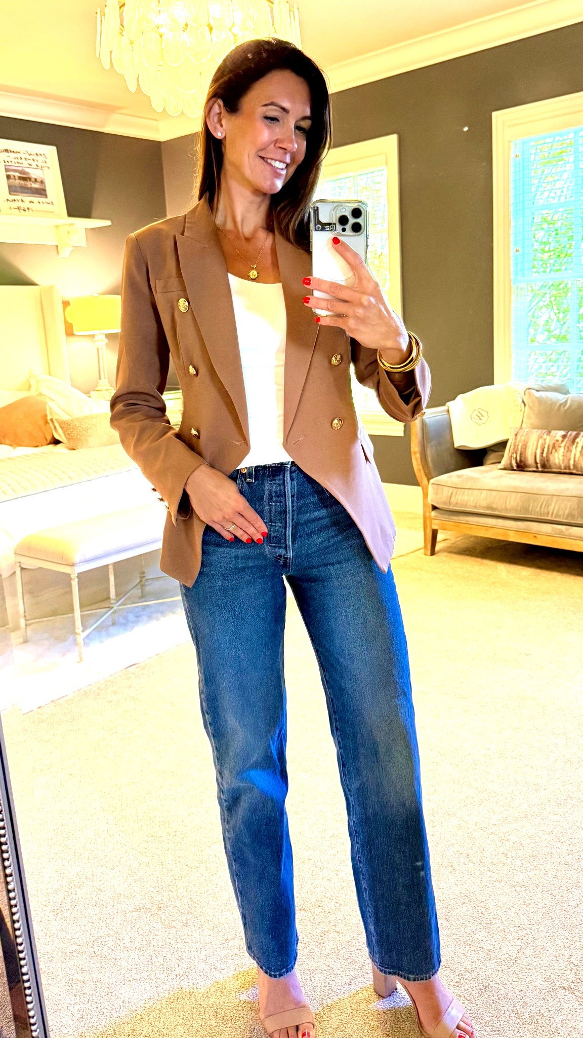 OOTD Business Casual 

5’9”. 27. S  

Blazer. Straight jeans. Spring business outfit  

#LTKFindsUnder50 #LTKOver40 #LTKWorkwear