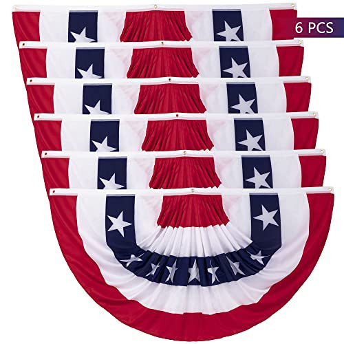 6 PCS Fourth of July Decorations, 3 x 6 FT Large Patriotic USA Pleated Fan Flags, Outdoor American Flag Banner US Half Fan Bunting Flag for 250th Anniversary Memorial Day Door Yard Home Decor | Amazon (US)