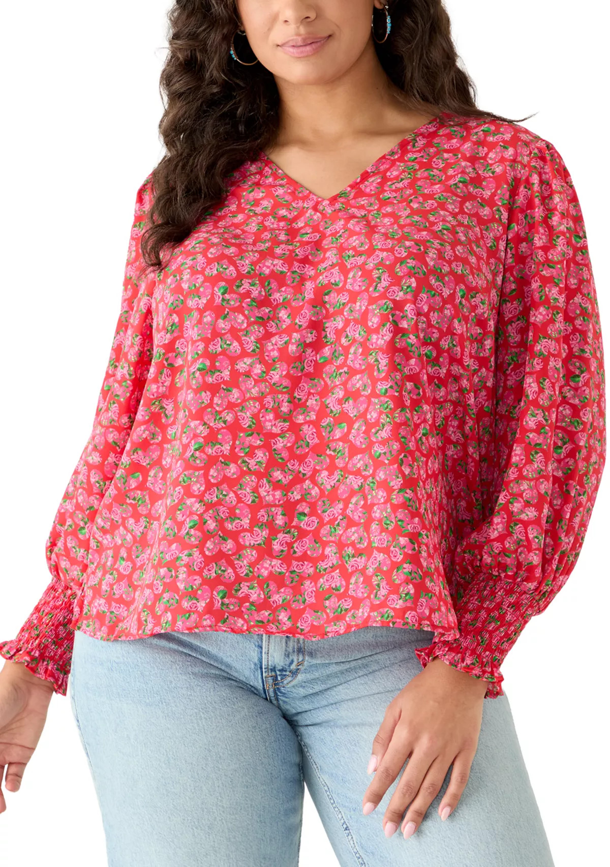 CeCePlus Size Floral Heart Blouse | Belk