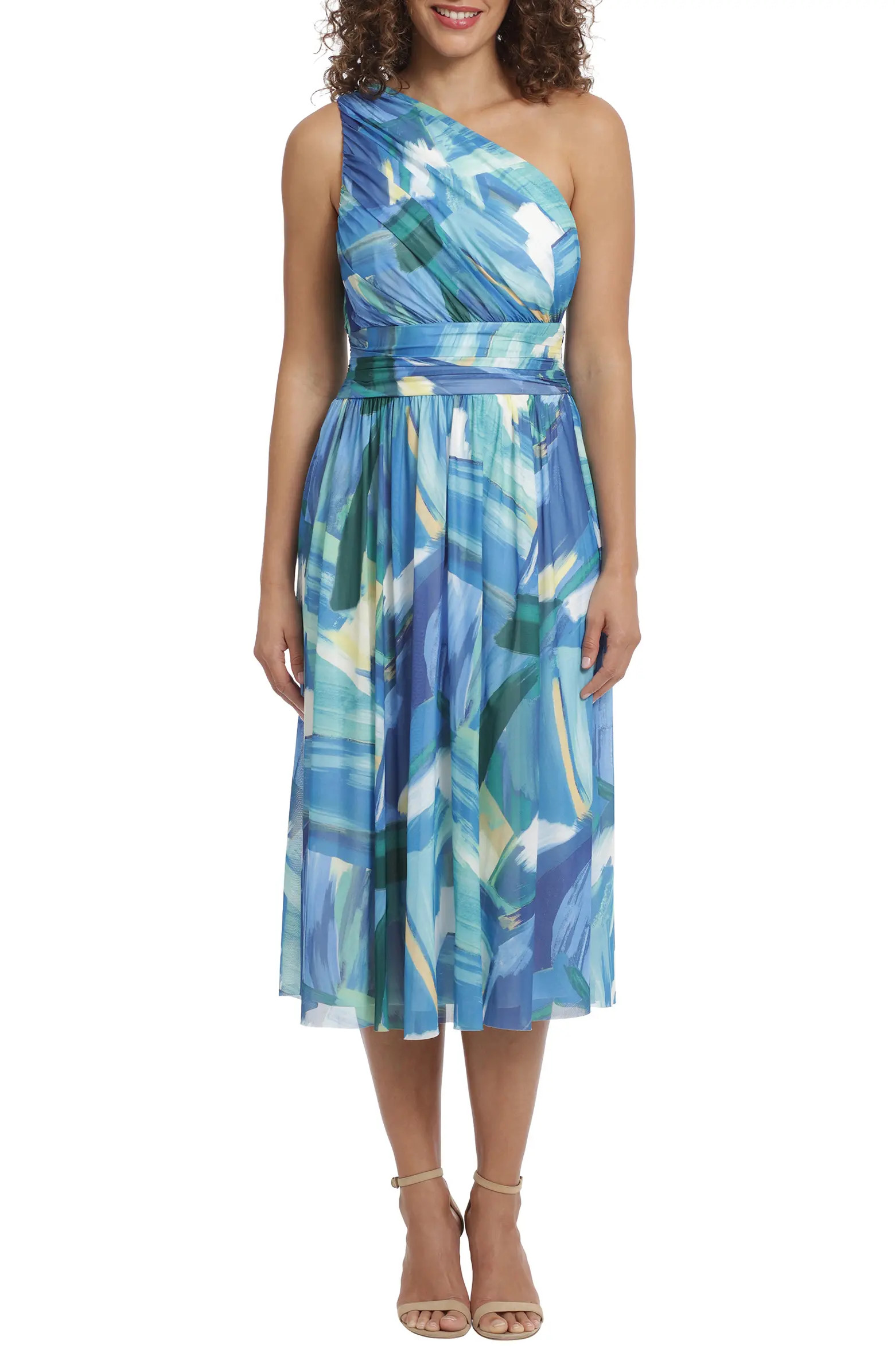 One-Shoulder Ruched Midi Dress | Nordstrom Rack