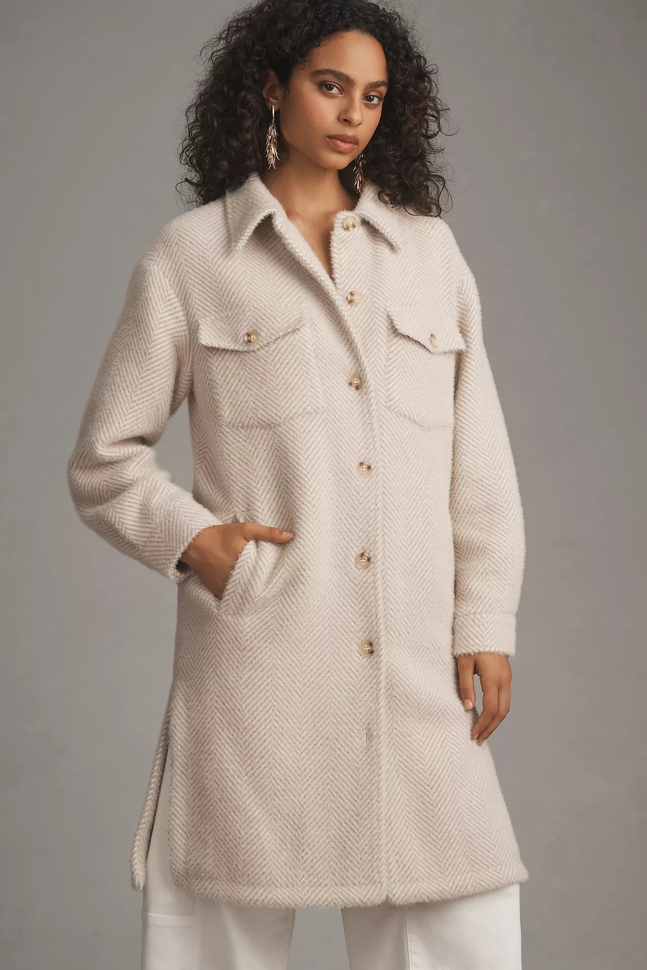 Greylin Fuzzy Knit Long Coat | Anthropologie (UK)