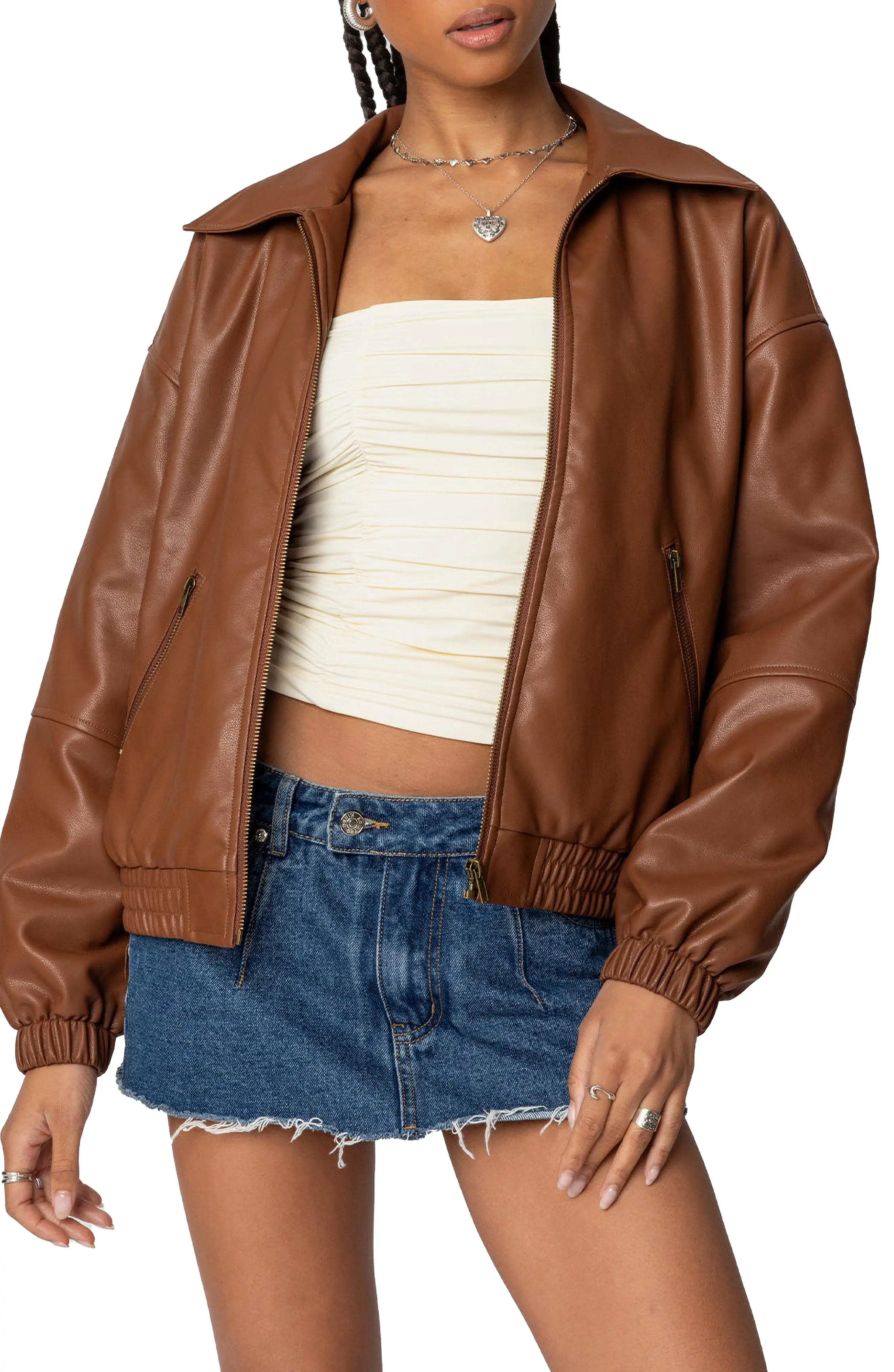 EDIKTED Halley Faux Leather Bomber (Women) | Nordstrom | Nordstrom