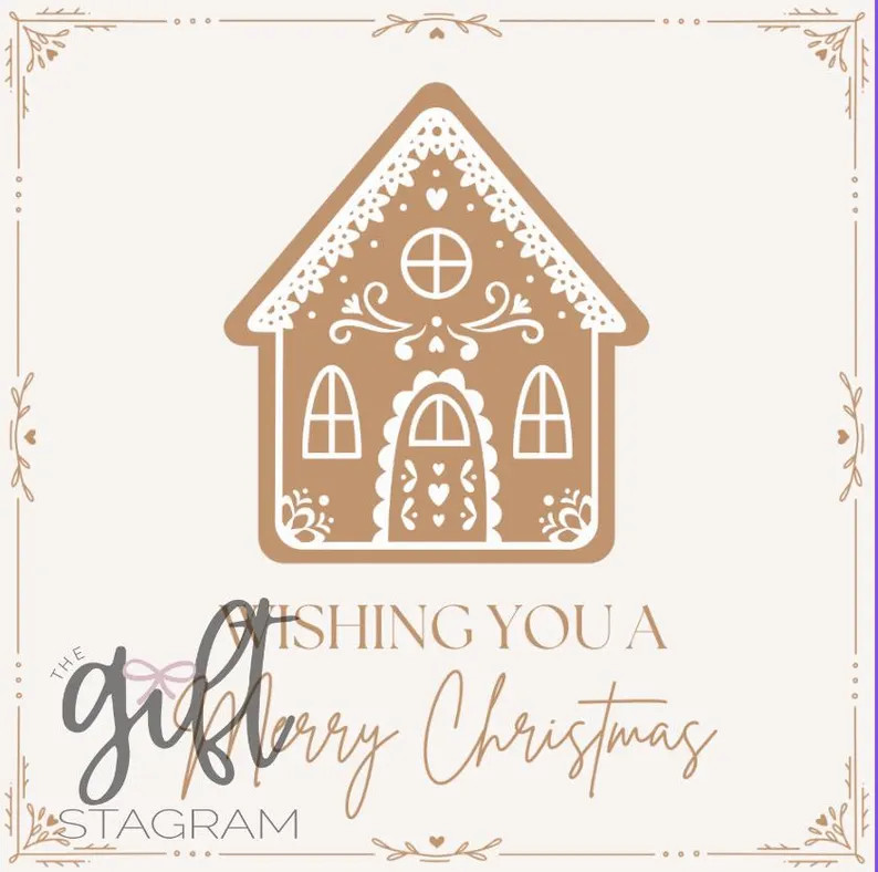 Wishing You a Merry Christmas Tag DIGITAL DOWNLOAD Happy Holidays Gift Tag Gingerbread House Gift... | Etsy (US)