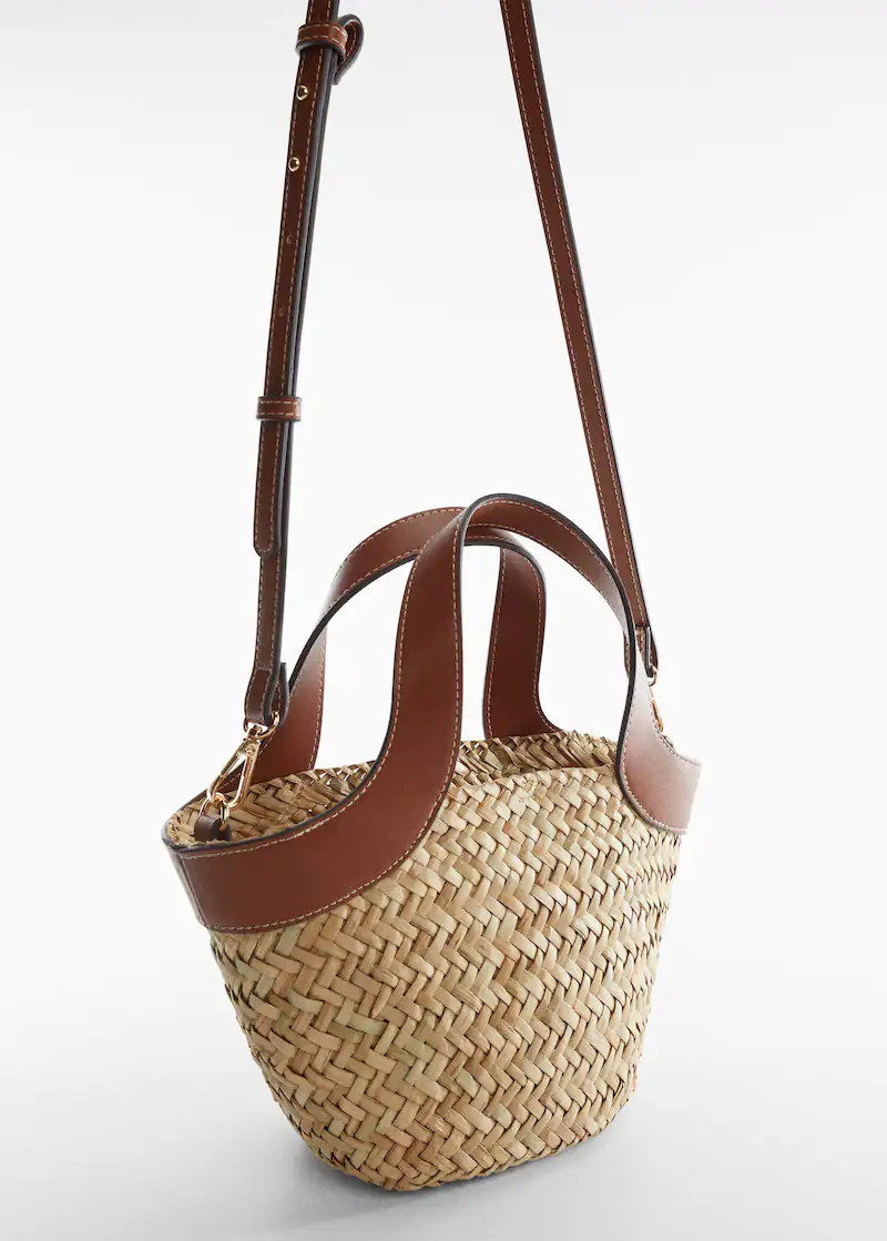 Panier paille anse double -  Femme | Mango France | MANGO (FR)