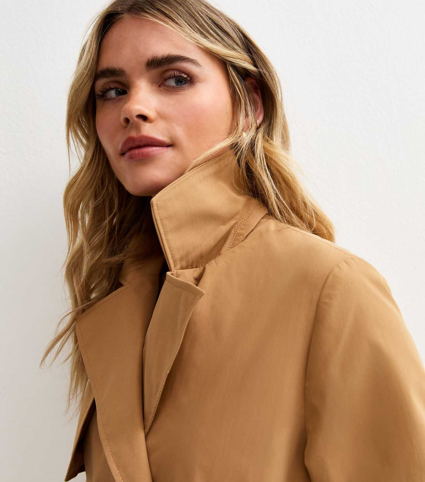 Petite Tan Double Breasted Belted Mac Jacket | New Look | New Look (UK)