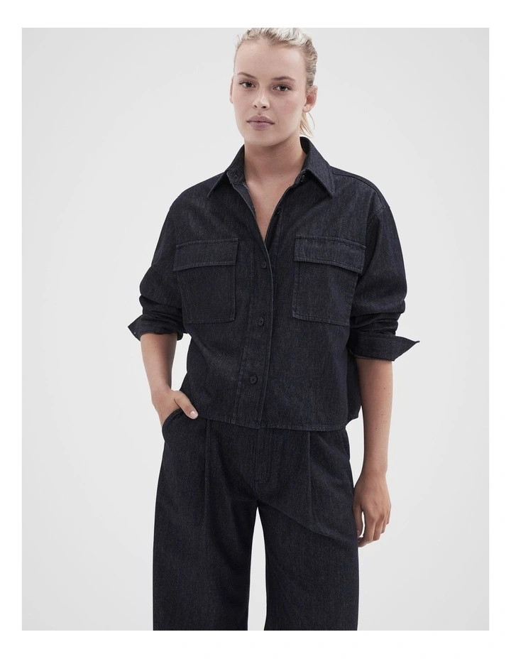 UnisonRinse Denim Cropped Shirt in Darkrinse | Myer