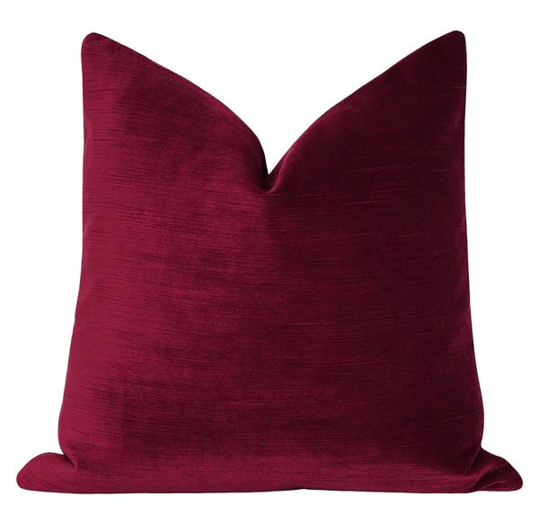 Valenti Sangria Red Textured Velvet Pillow | Land of Pillows