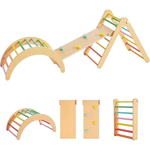 BlueWood Pikler Triangle Set with Cushion - Climbing Toys for Toddlers 9-in-1, Montessori Philoso... | Amazon (US)