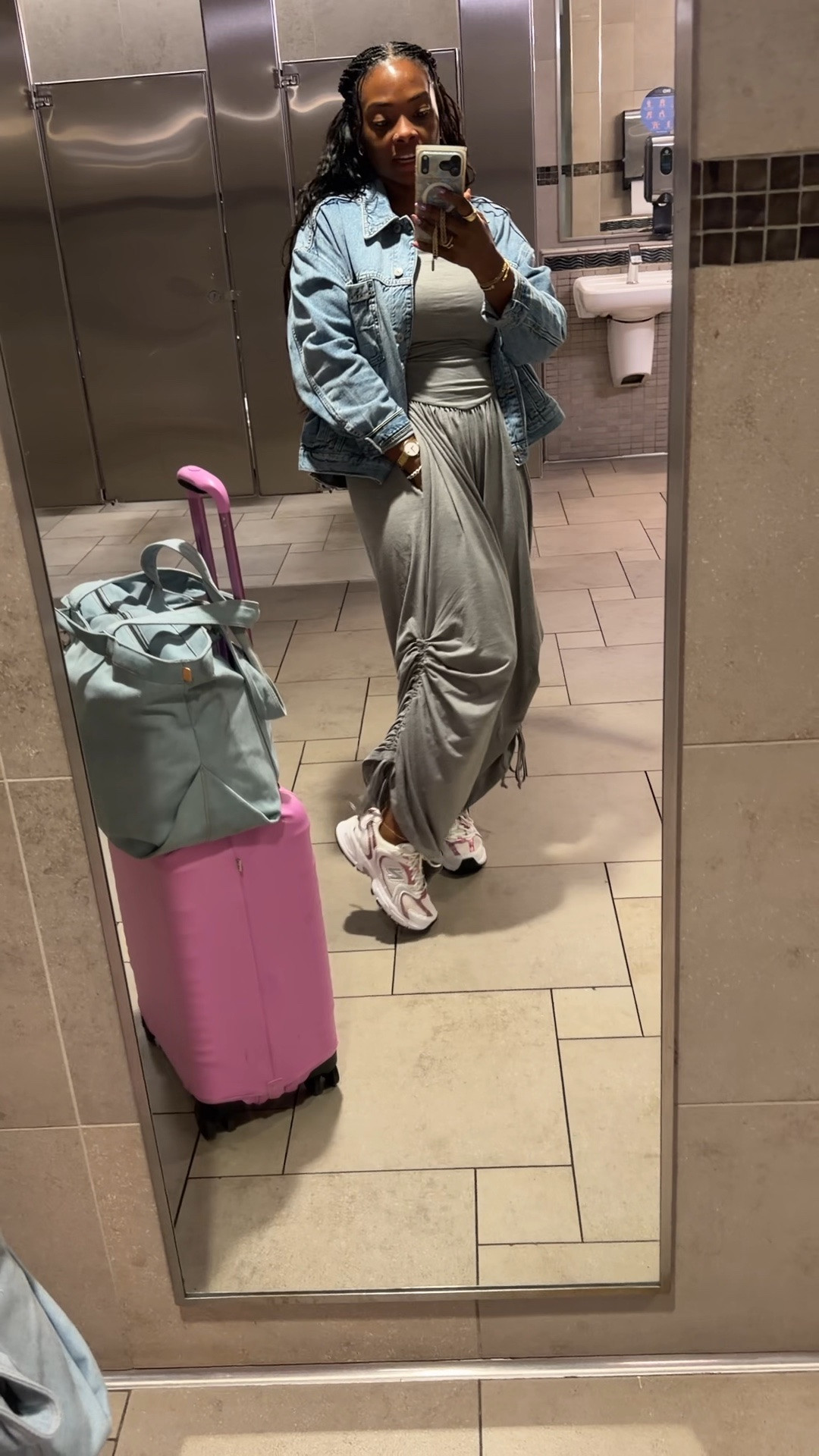 Travel day in my favorite jumpsuit! I have it in multiple colors. Wearing a medium.