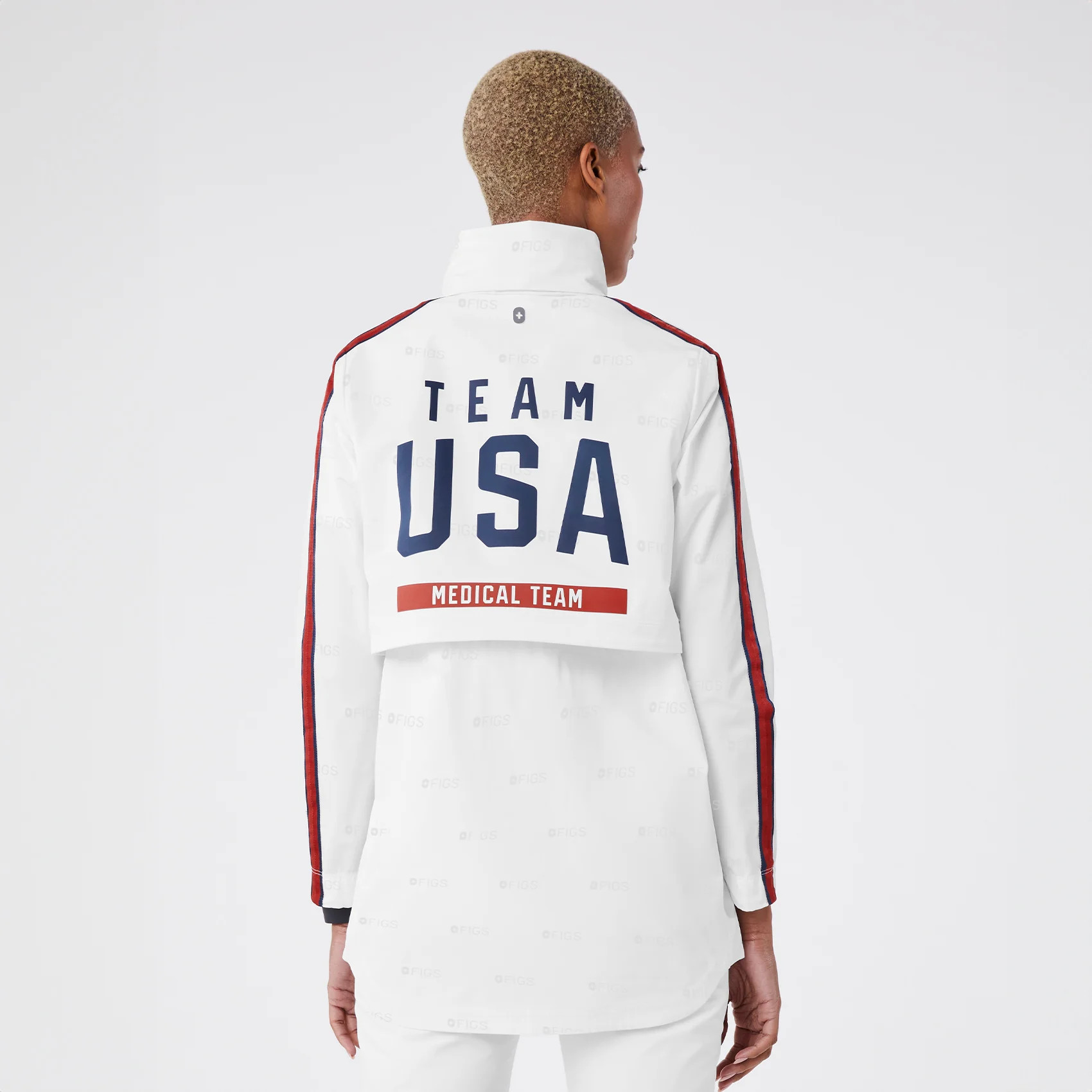 Women's FIGS x Team USA On-Shift Stadium Jacket™ - Optic White | FIGS