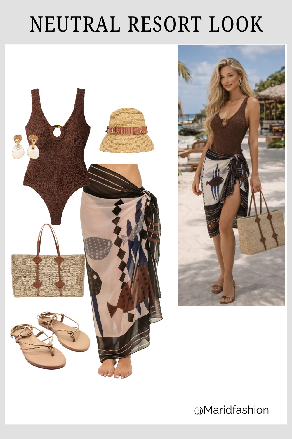 Effortless elegance by the water. Neutral resort outfits are the ultimate trend this season, and I am living for this chic brown swimsuit and printed sarong duo. It’s the perfect elevated beach look that feels both sophisticated and timeless.
#LTKtravel #ResortWear #NeutralAesthetic #BeachStyle #SwimsuitInspo #ChicOOTD #VacationMode #SummerFashion #QuietLuxury #SarongStyle #LTKstyletip 

 #LTKSpringSale #LTKootd #LTKSwim