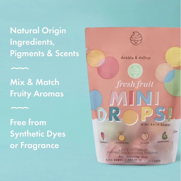 Dabble & Dollop Fresh Fruit Mini Bath Bombs - 12 Count | Walmart (US)