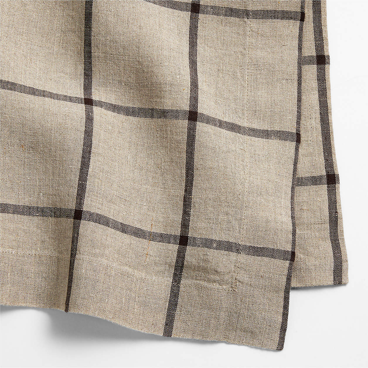 Marin Natural and Earth Brown European Linen Windowpane Plaid Napkin + Reviews | Crate & Barrel | Crate & Barrel